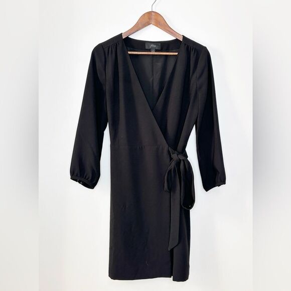 J. Crew 365 Crepe Wrap Dress In Black H6292 Size 4 - Picture 1 of 8